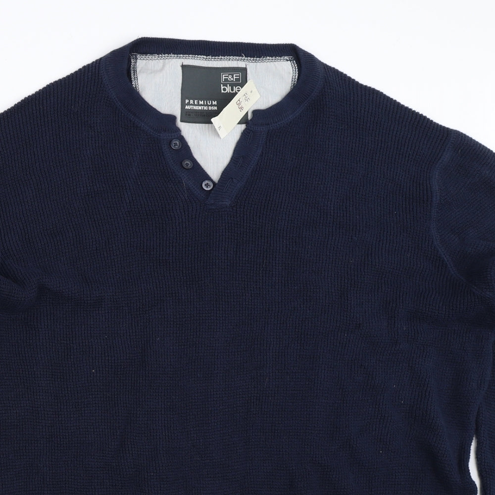 F&F Mens Blue   Pullover Jumper Size XL
