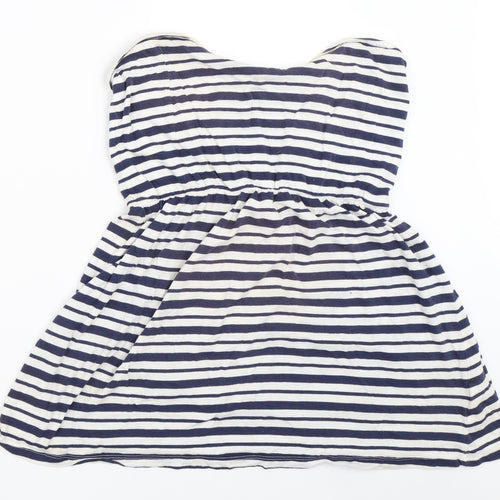 INSIDE Womens Blue Striped  Basic T-Shirt Size L
