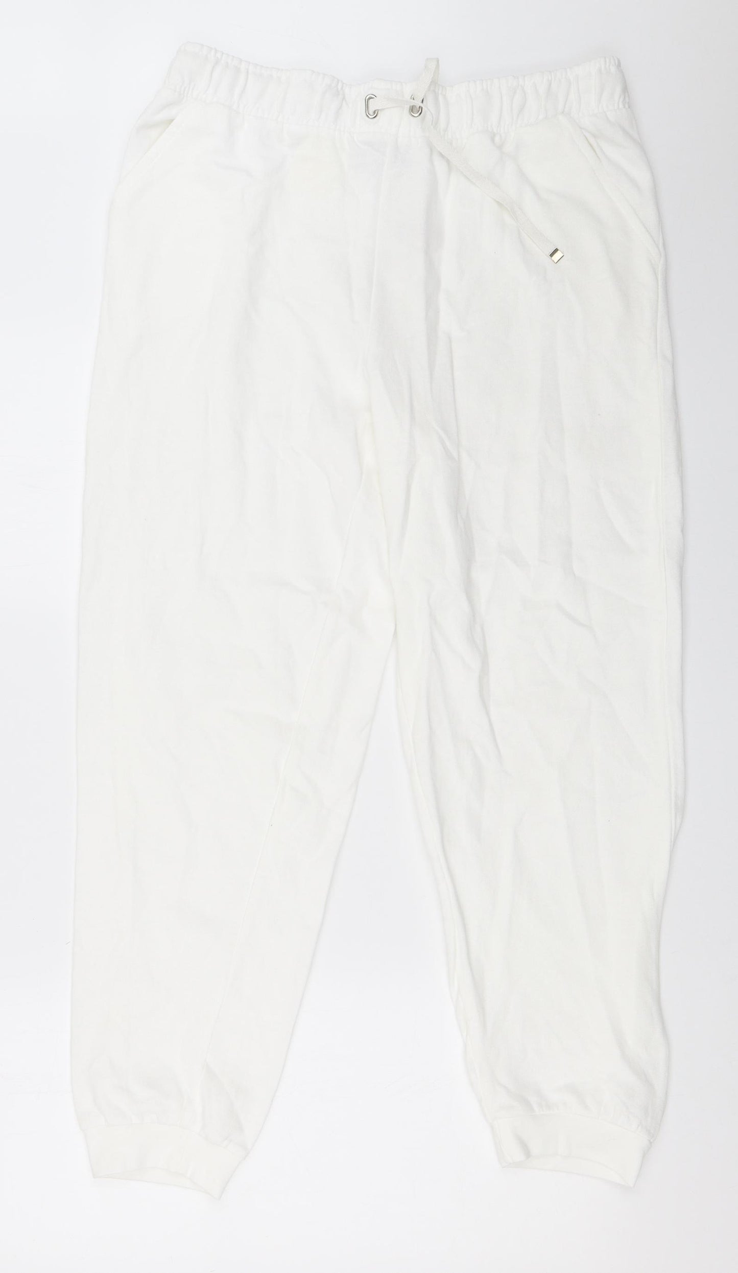 Peacocks Womens White   Jogger Trousers Size 14 L26.5 in