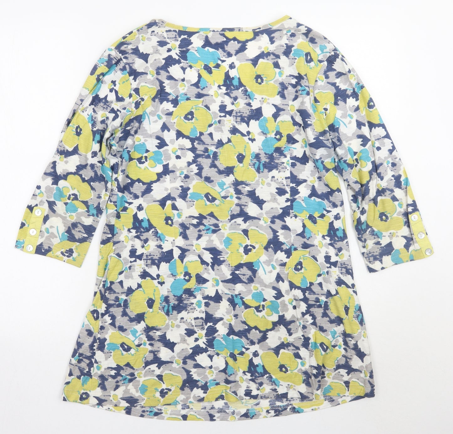 Adini Womens Blue Floral  Basic T-Shirt Size S