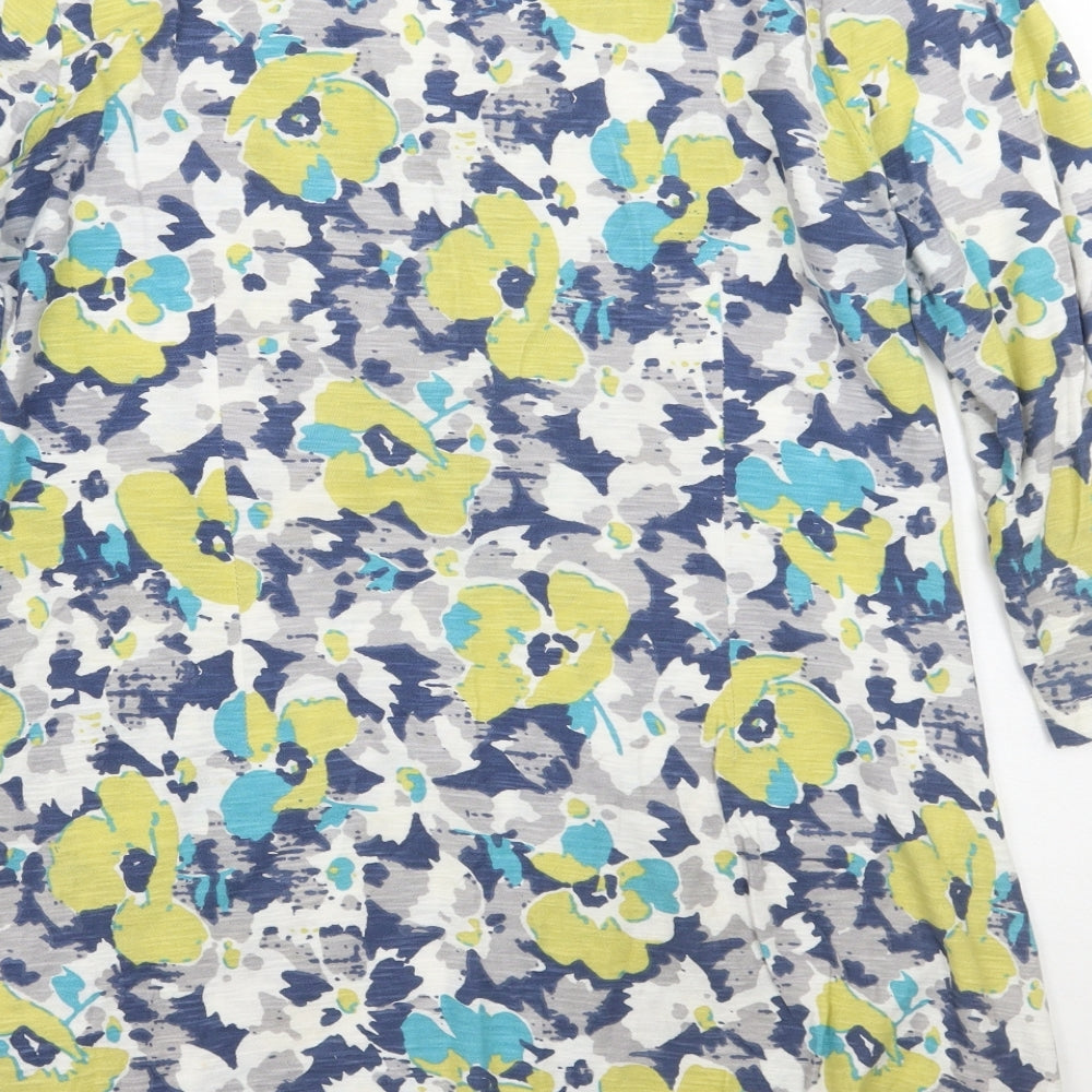 Adini Womens Blue Floral  Basic T-Shirt Size S