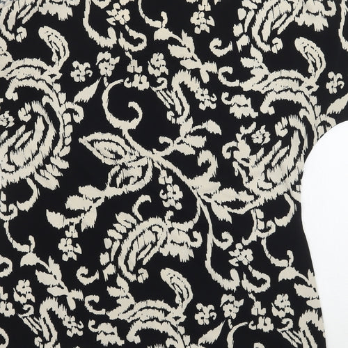 Peacocks Womens Black Floral  Basic T-Shirt Size 10