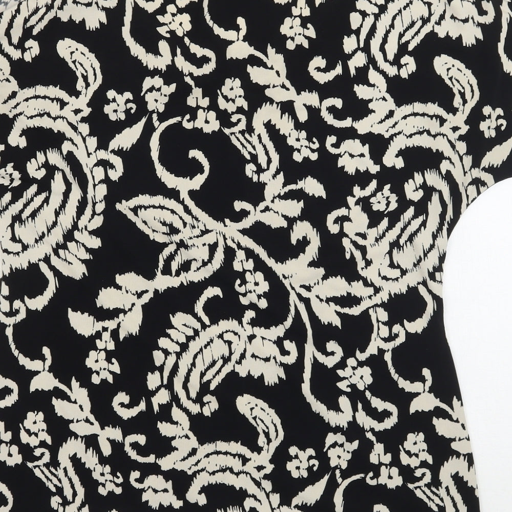 Peacocks Womens Black Floral  Basic T-Shirt Size 10