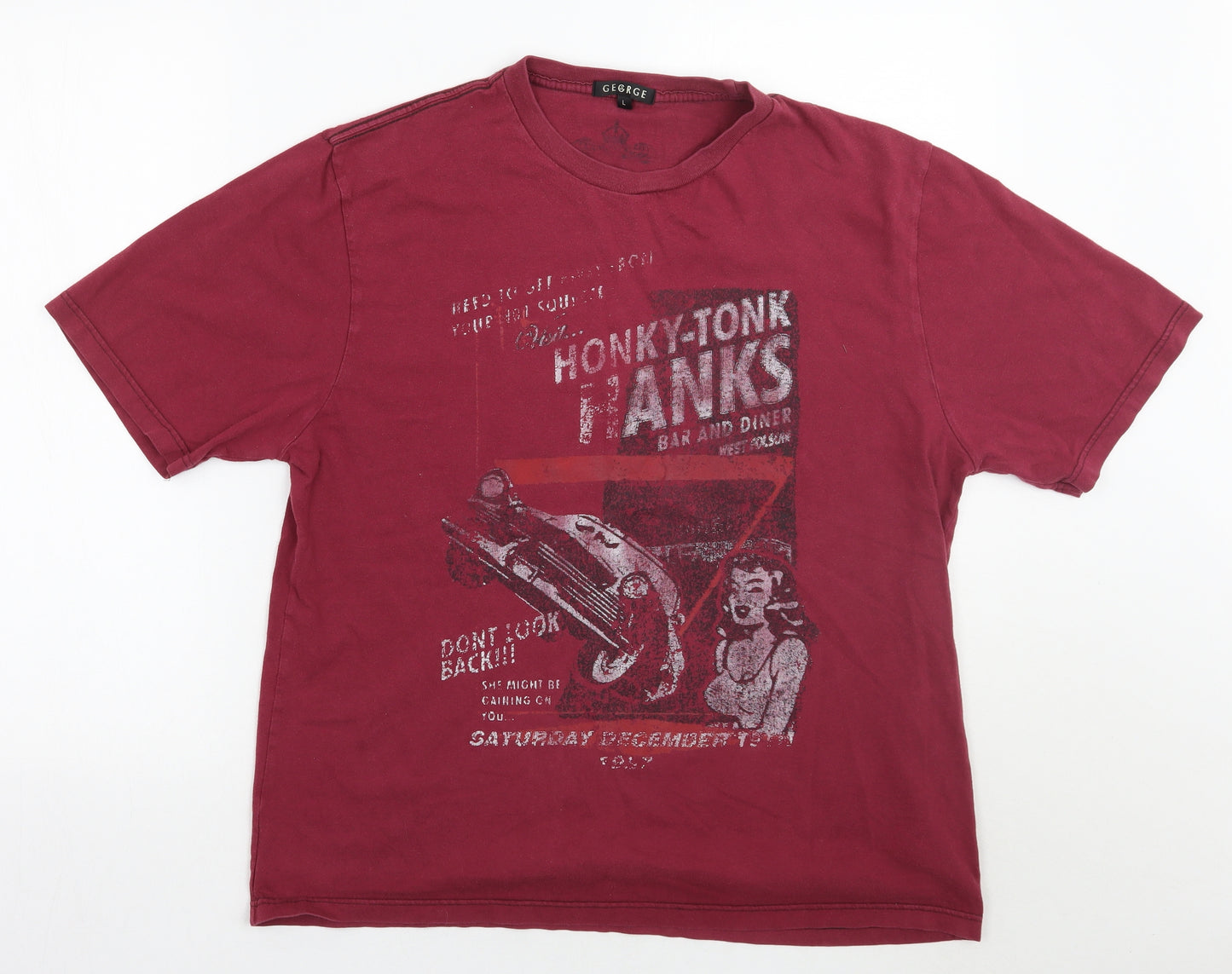 George Mens Red    T-Shirt Size L