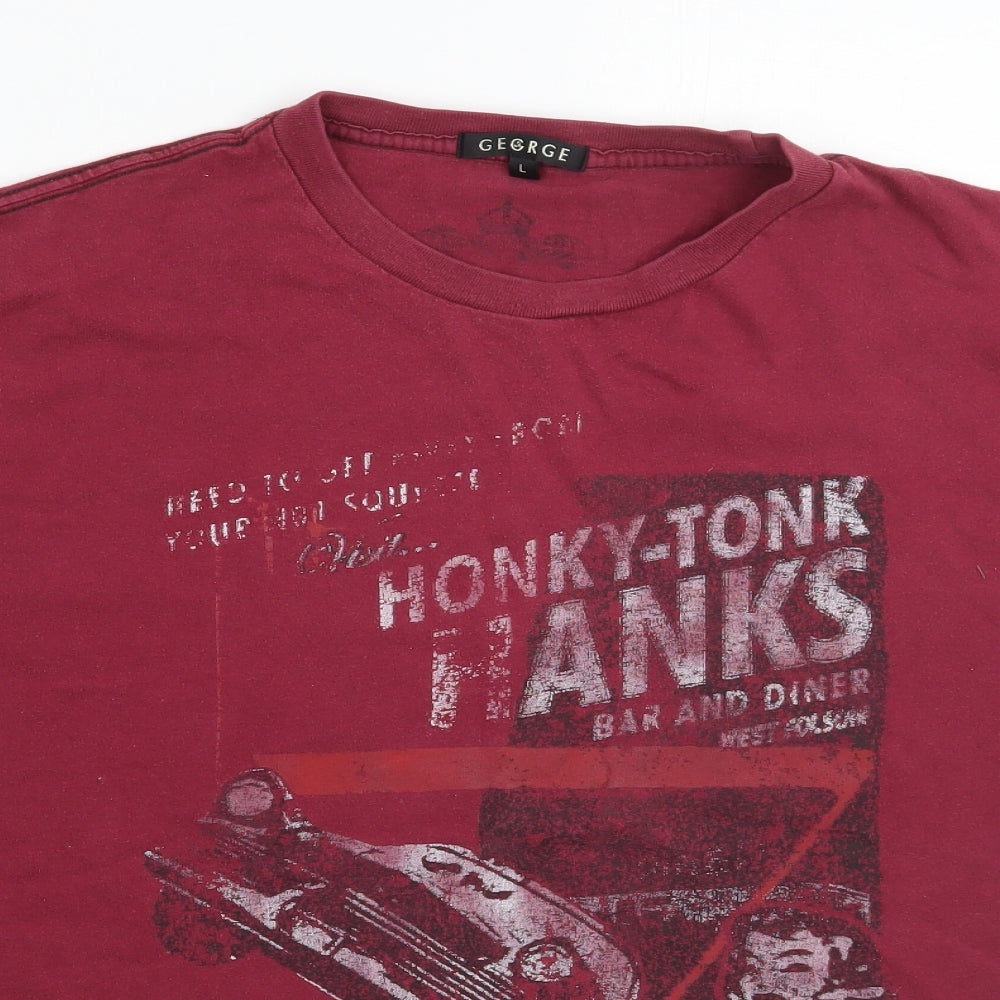 George Mens Red    T-Shirt Size L