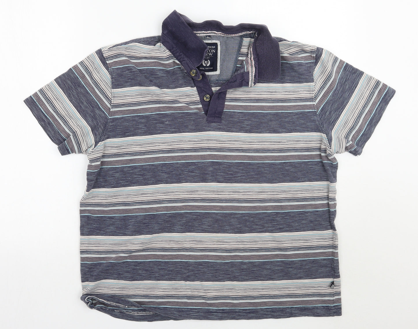 George Mens Blue Striped   T-Shirt Size L