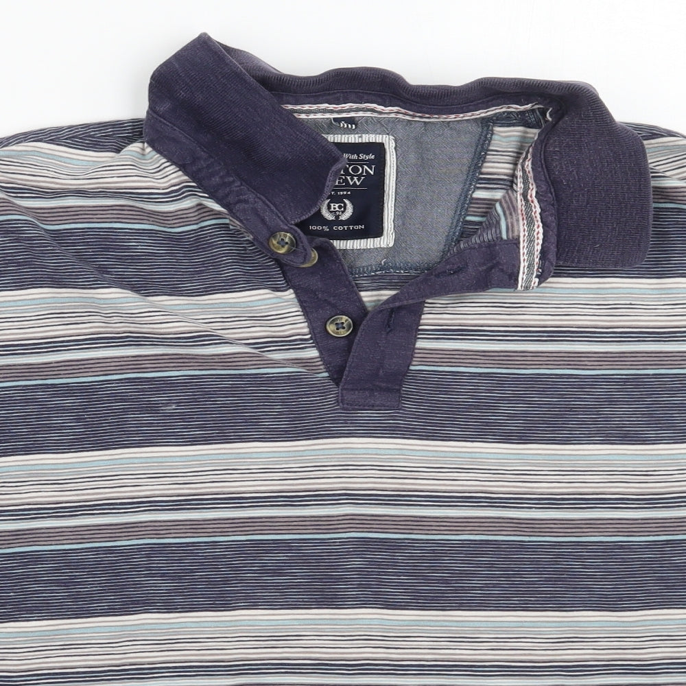 George Mens Blue Striped   T-Shirt Size L