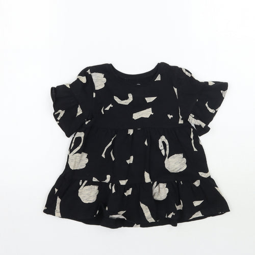 NEXT Girls Black Animal Print  Basic T-Shirt Size 2 Years