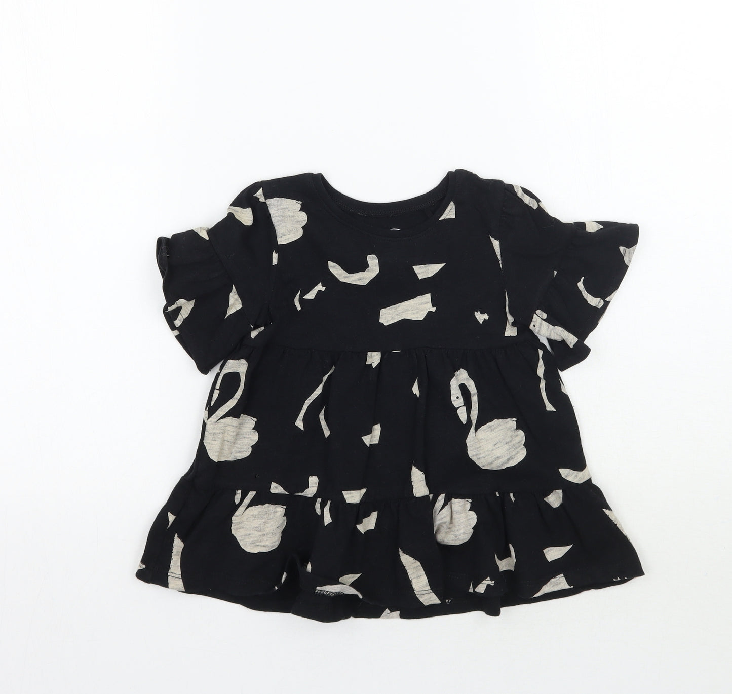 NEXT Girls Black Animal Print  Basic T-Shirt Size 2 Years