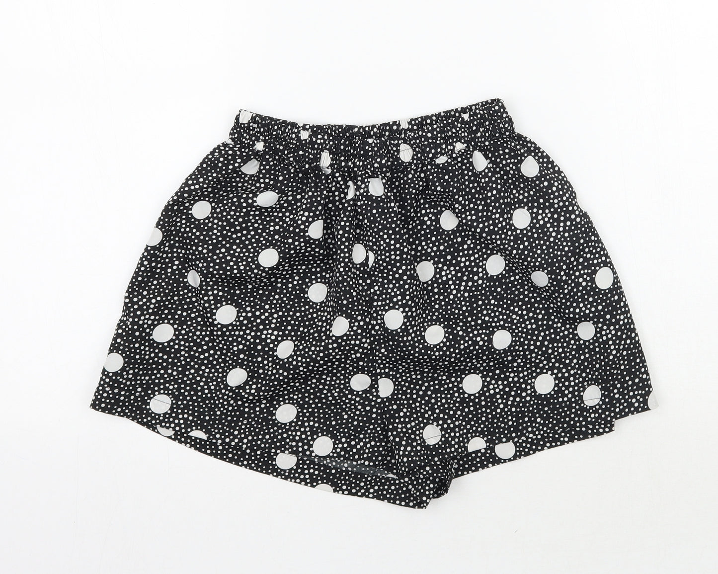 Boohoo Womens Black Polka Dot  Sweat Shorts Size 10