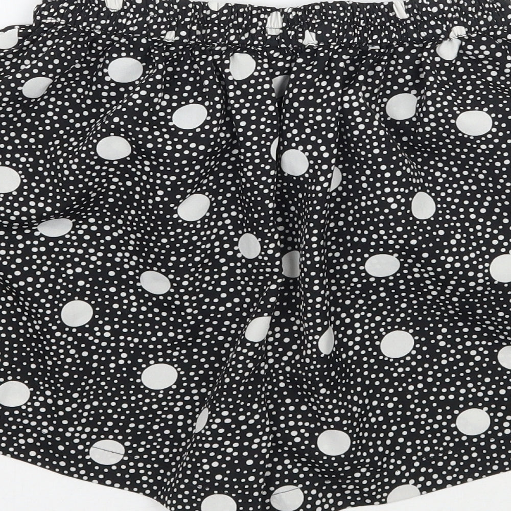 Boohoo Womens Black Polka Dot  Sweat Shorts Size 10