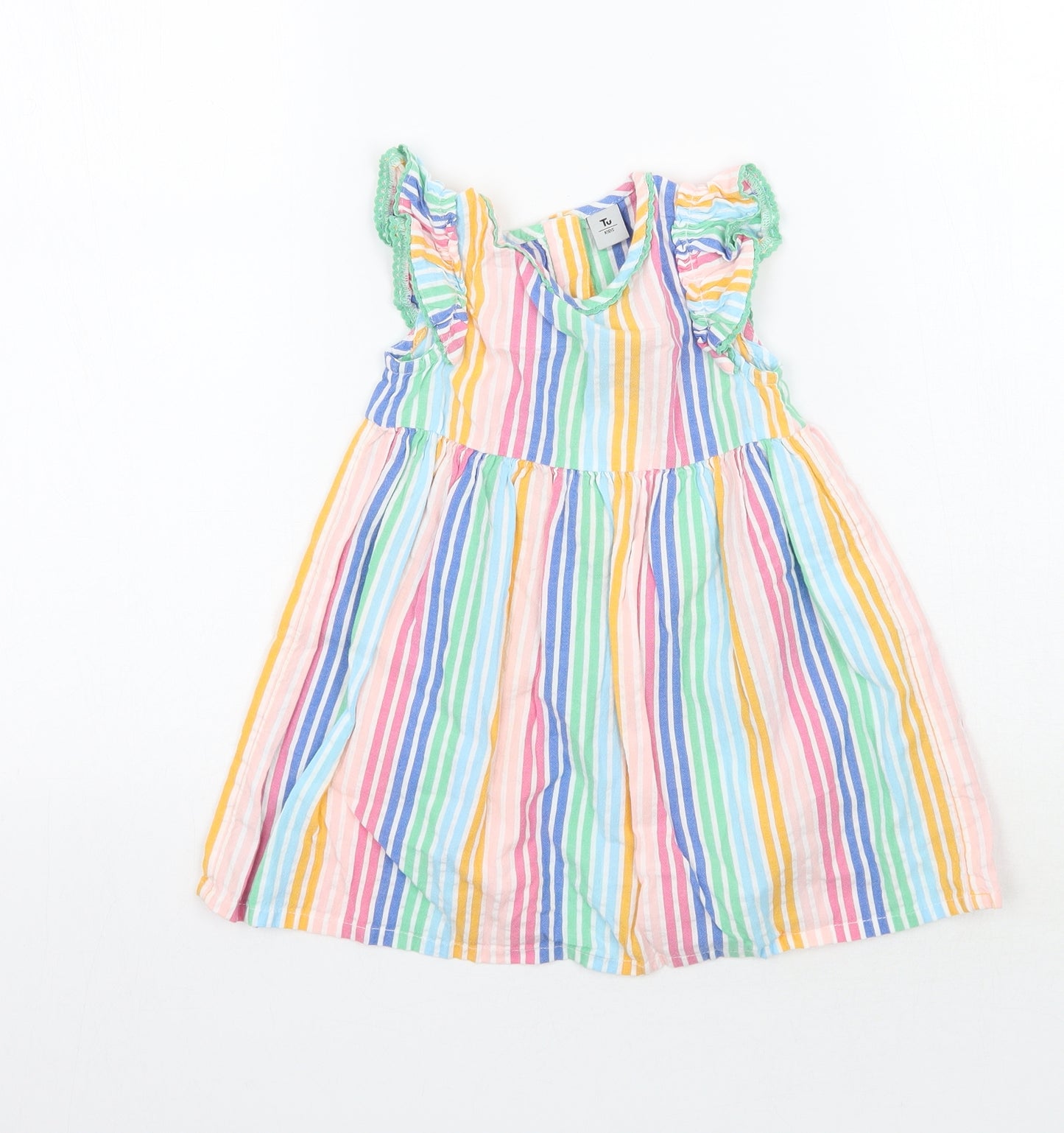 TU Girls Multicoloured Striped  A-Line  Size 2 Years