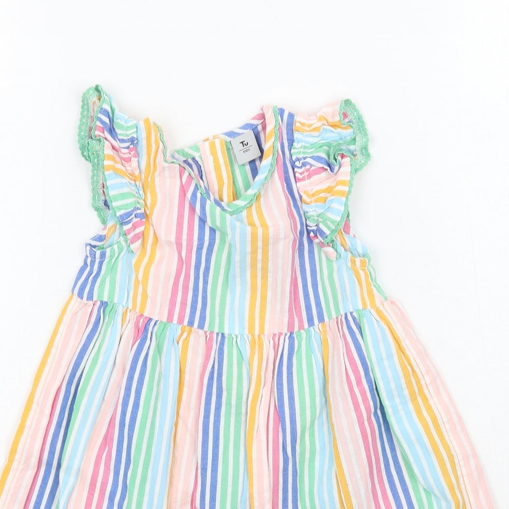 TU Girls Multicoloured Striped  A-Line  Size 2 Years