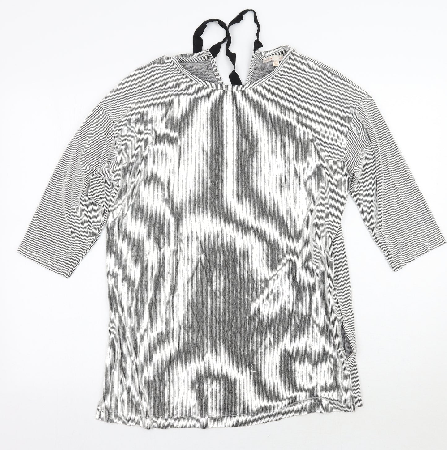 F&F Womens Grey Striped  Pullover Jumper Size 12