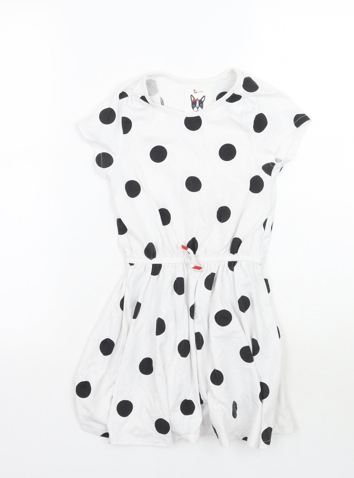 TU Girls White Polka Dot  A-Line  Size 7 Years