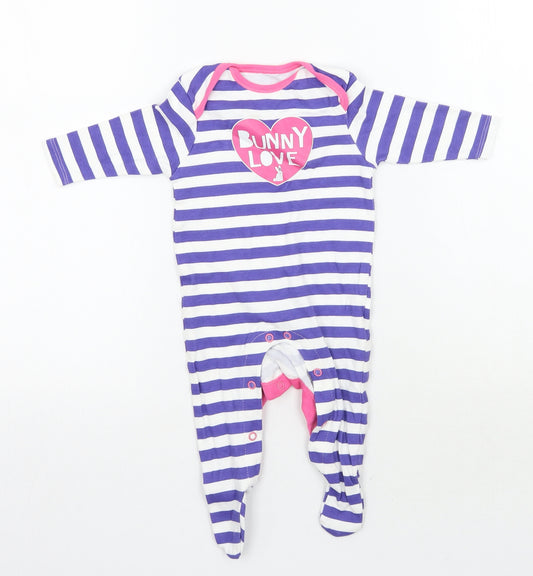 F&F Girls Purple Striped  Babygrow One-Piece Size 0-3 Months