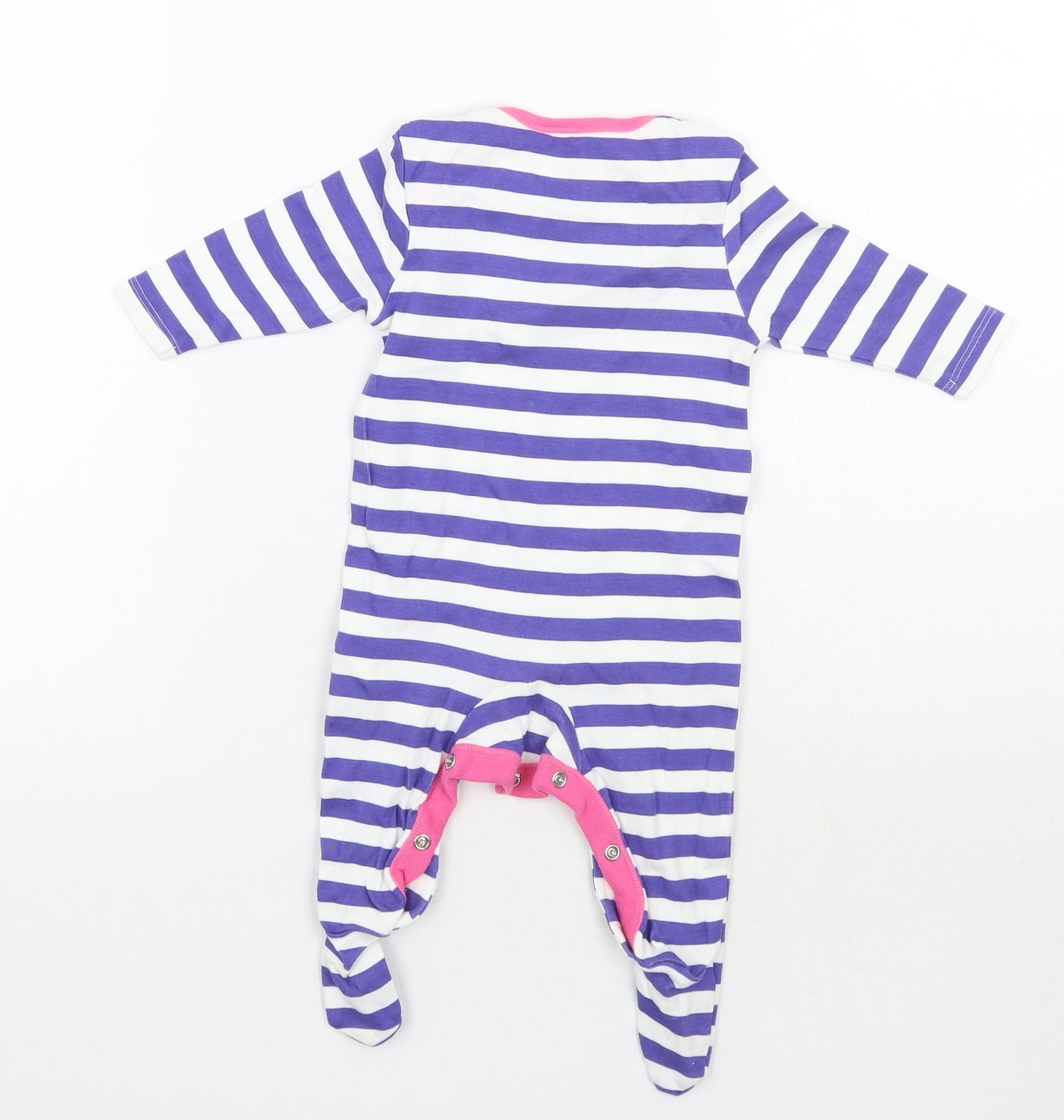 F&F Girls Purple Striped  Babygrow One-Piece Size 0-3 Months