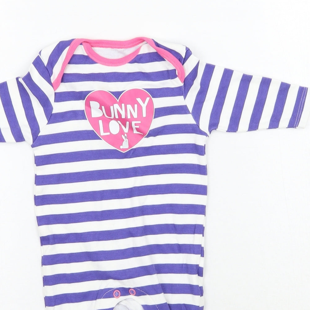 F&F Girls Purple Striped  Babygrow One-Piece Size 0-3 Months