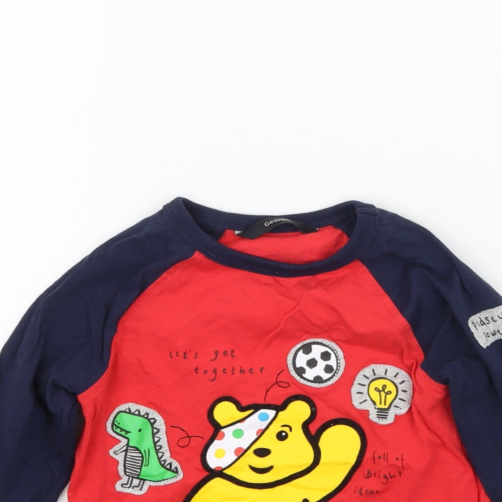 George Boys Red   Basic T-Shirt Size 4-5 Years  - Children in need