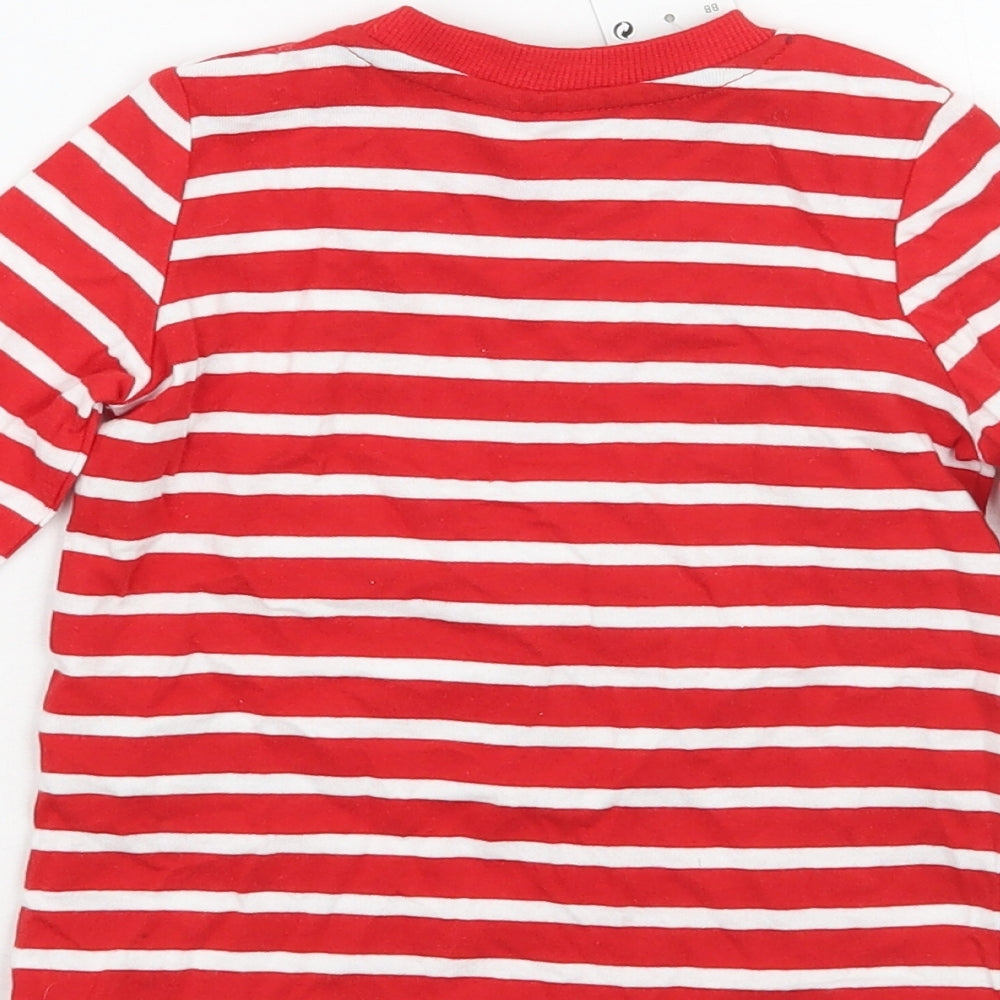 Pep&co Girls Red Striped  Basic T-Shirt Size 9-12 Months