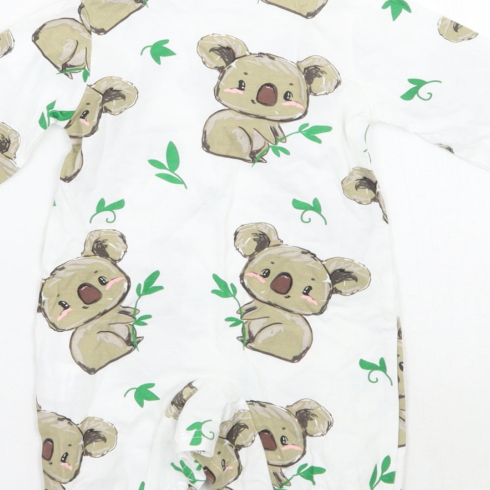 Preworn Baby White Animal Print  Babygrow One-Piece Size 0-3 Months