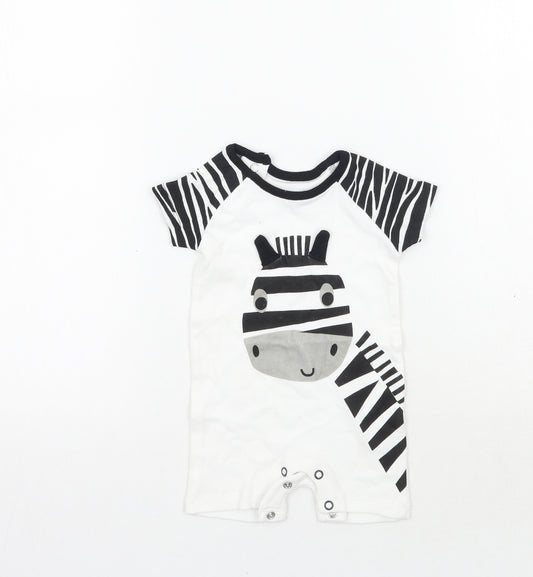 Pep&co Baby White Animal Print  Babygrow One-Piece Size 0-3 Months