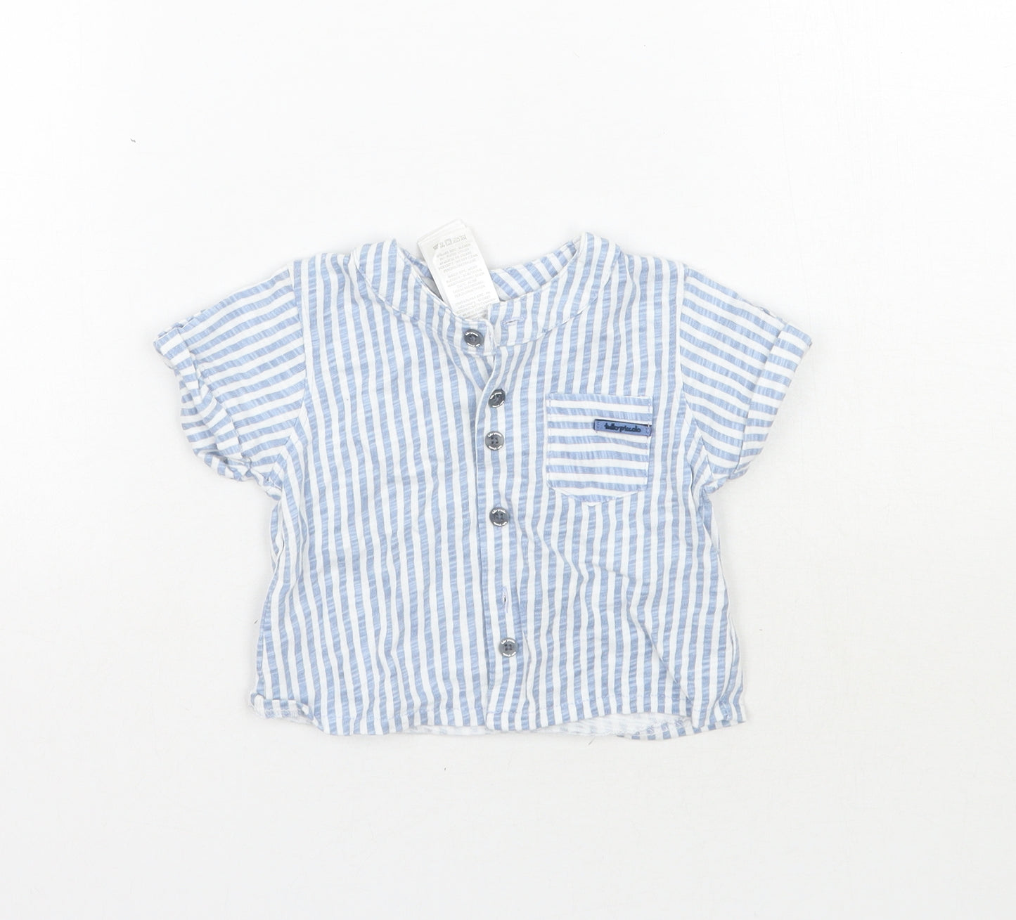 Tutto Piccolo Boys Blue Striped  Pullover Button-Up Size 3-6 Months