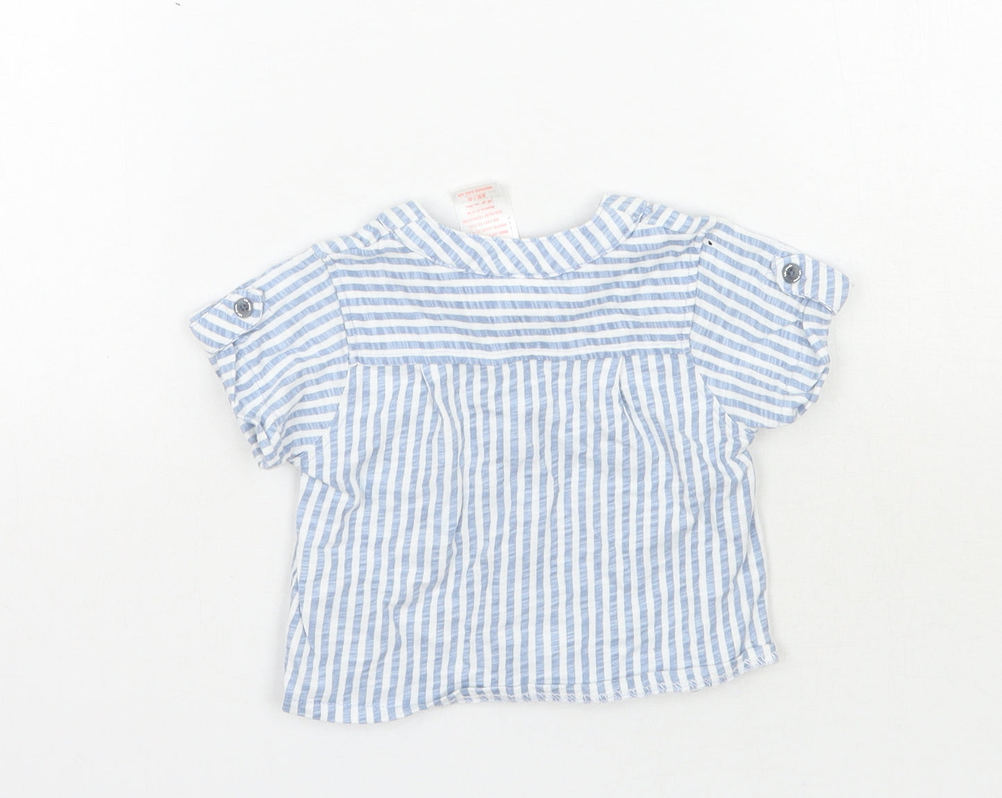 Tutto Piccolo Boys Blue Striped  Pullover Button-Up Size 3-6 Months