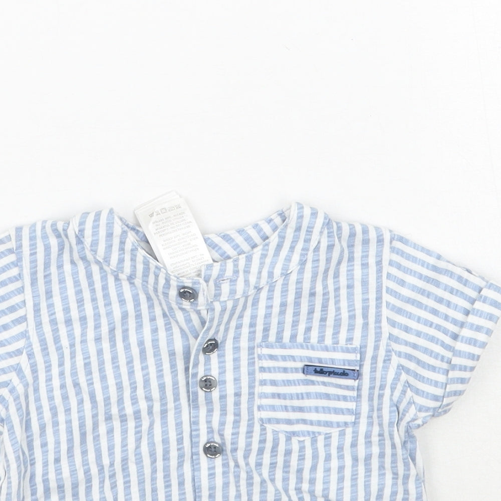 Tutto Piccolo Boys Blue Striped  Pullover Button-Up Size 3-6 Months