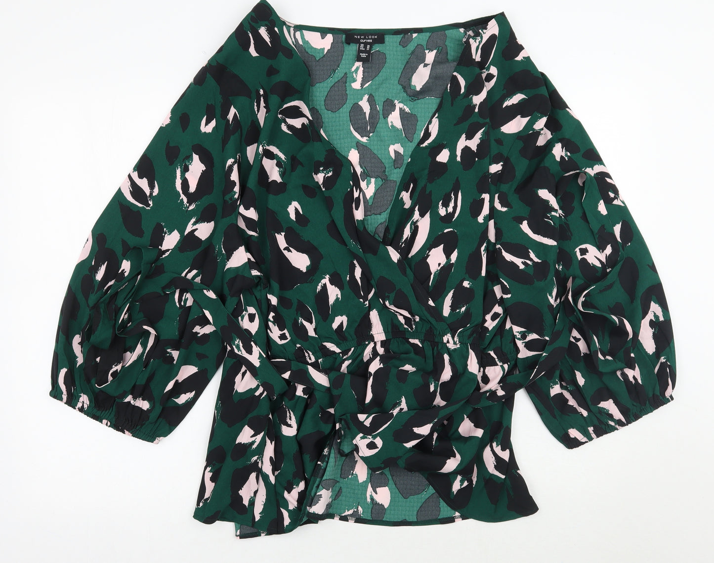 Newlook Womens Green Animal Print  Basic Blouse Size 26
