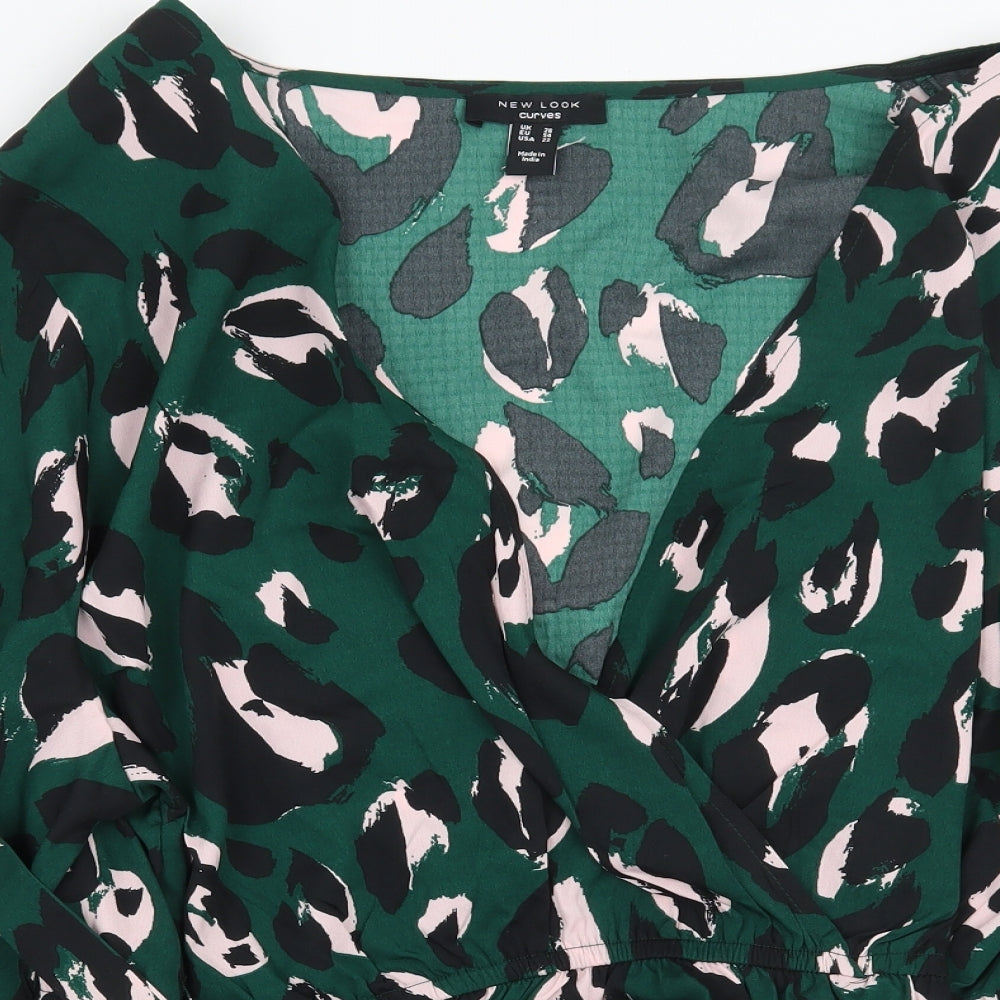 Newlook Womens Green Animal Print  Basic Blouse Size 26