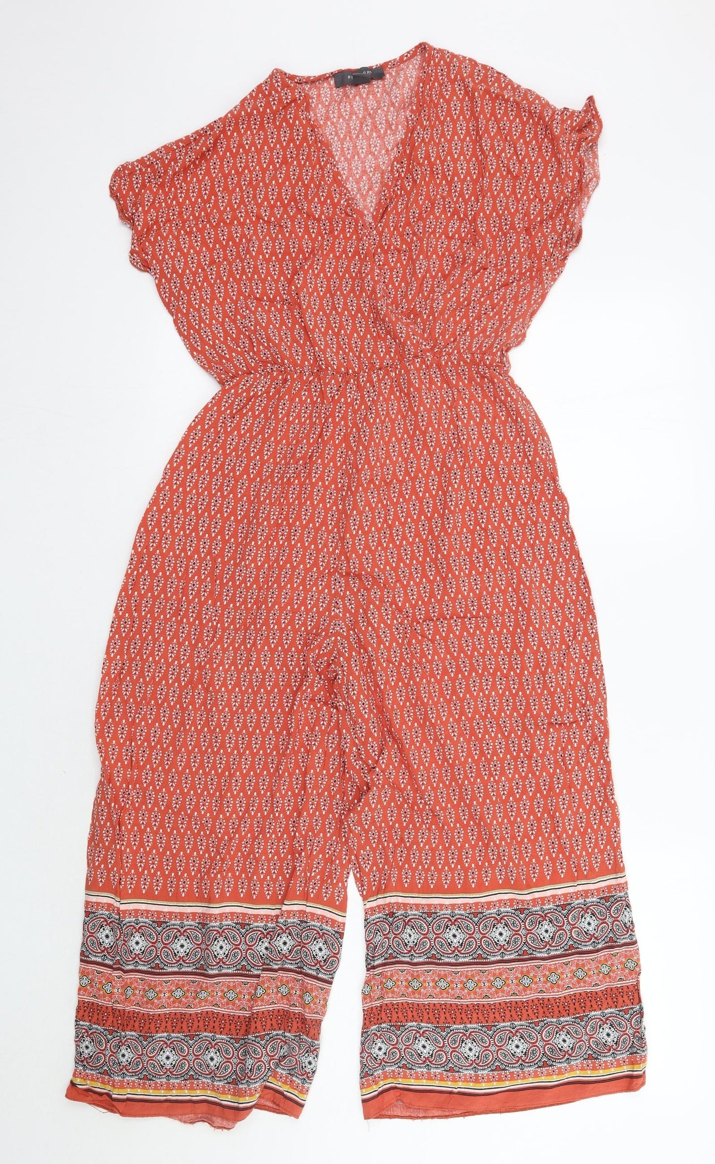 Primark Womens Orange Paisley  Jumpsuit One-Piece Size 10