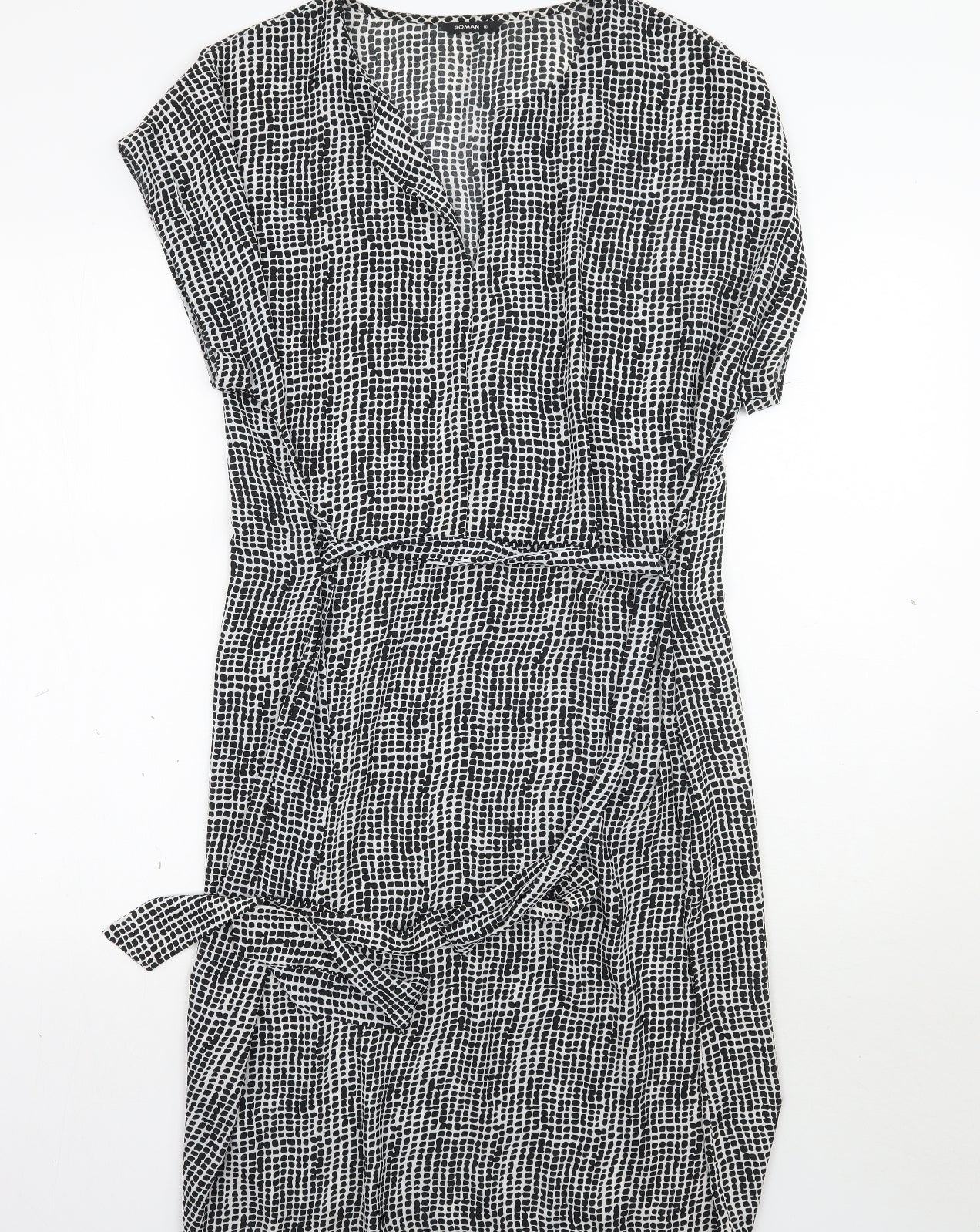 Roman Womens White Geometric  A-Line  Size 18