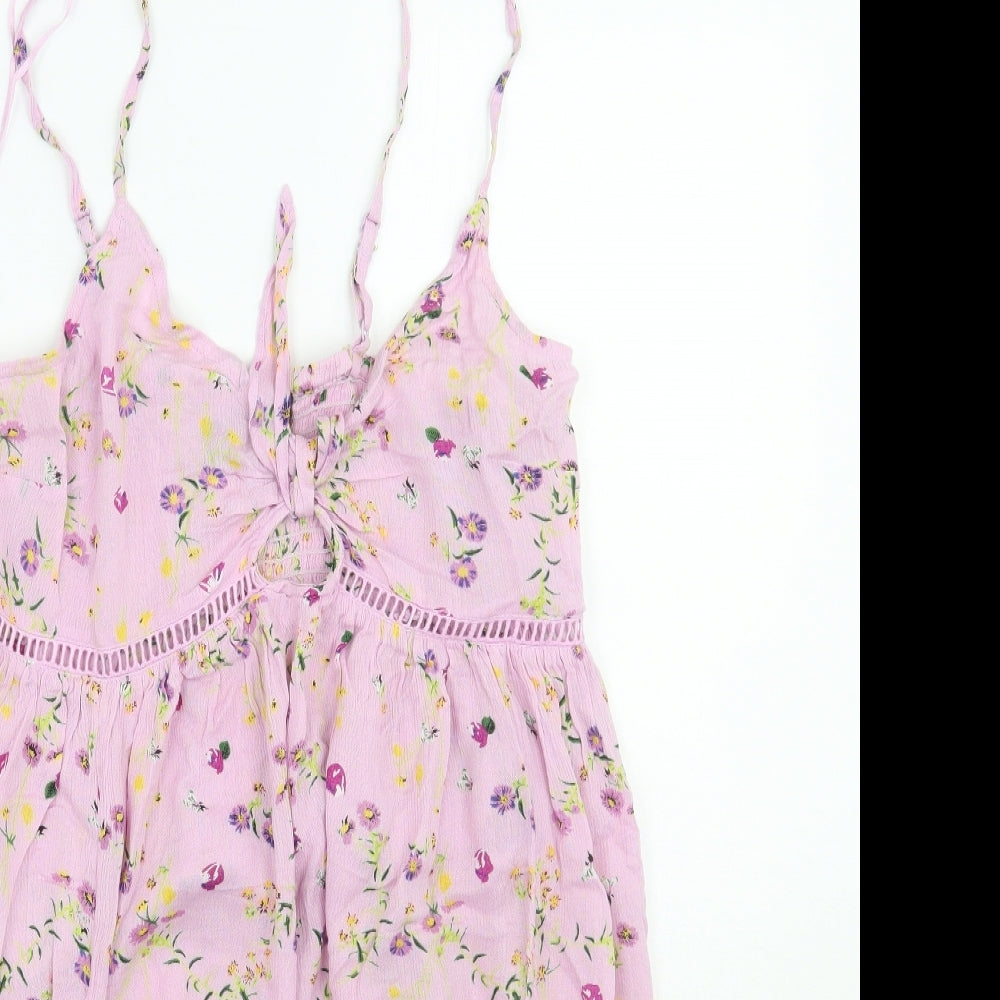 Faith Womens Pink Floral  A-Line  Size M