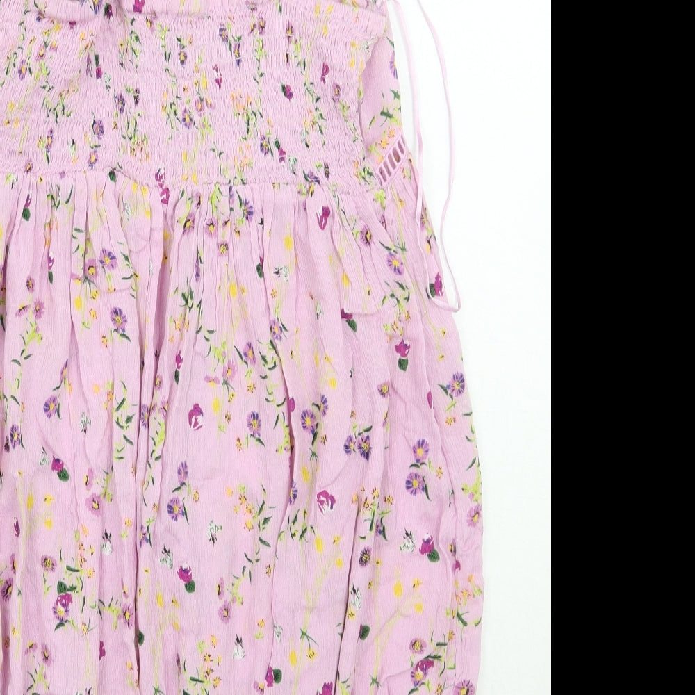 Faith Womens Pink Floral  A-Line  Size M