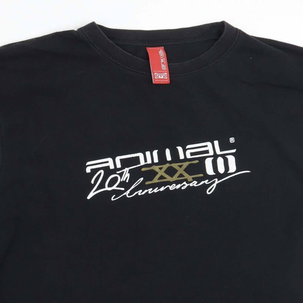 Animal Mens Black    T-Shirt Size L