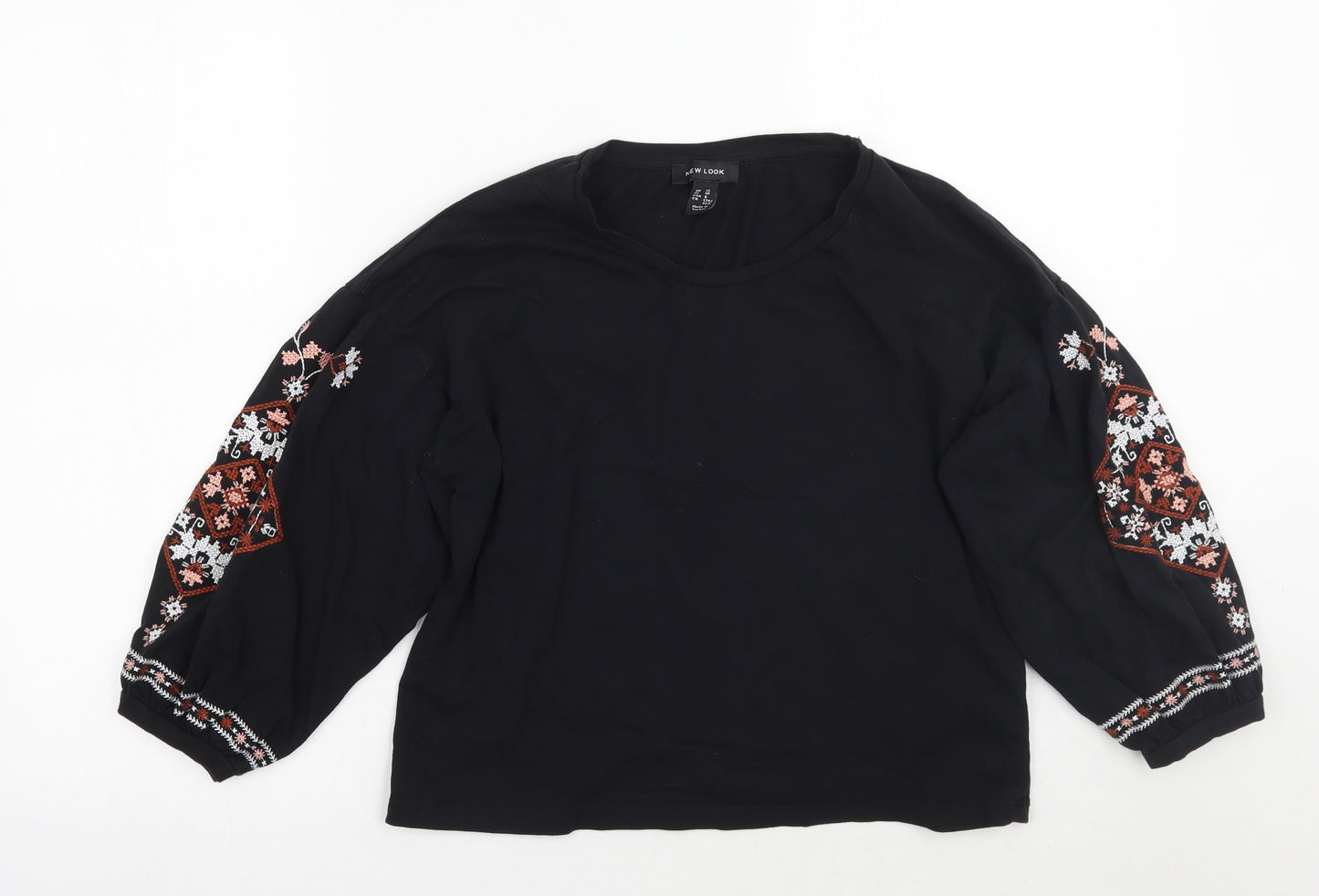 Newlook Womens Black Floral  Basic T-Shirt Size 12