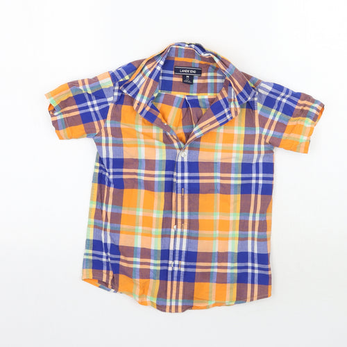 Lands ends Girls Orange Check  Basic Button-Up Size 6 Years