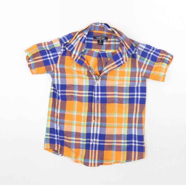Lands ends Girls Orange Check Basic Button-Up Size 6 Years