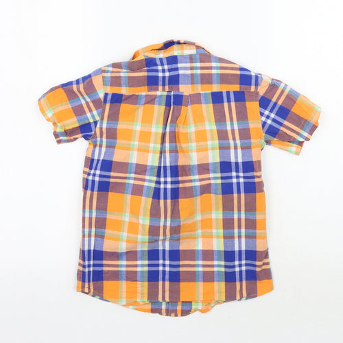 Lands ends Girls Orange Check  Basic Button-Up Size 6 Years