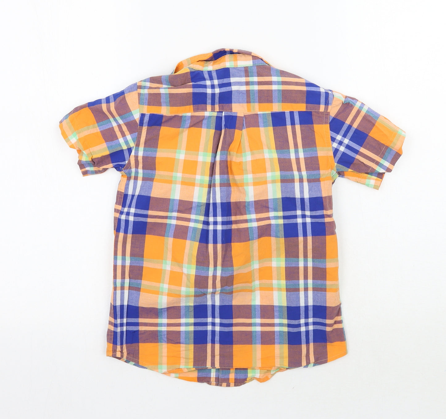 Lands ends Girls Orange Check  Basic Button-Up Size 6 Years