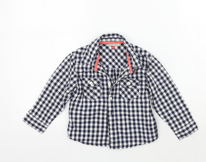 John Lewis Boys Blue Check  Basic Button-Up Size 12-18 Months