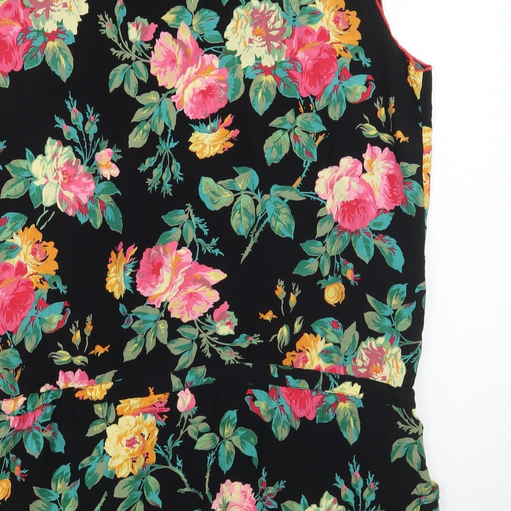 George Womens Black Floral  Basic Blouse Size 18