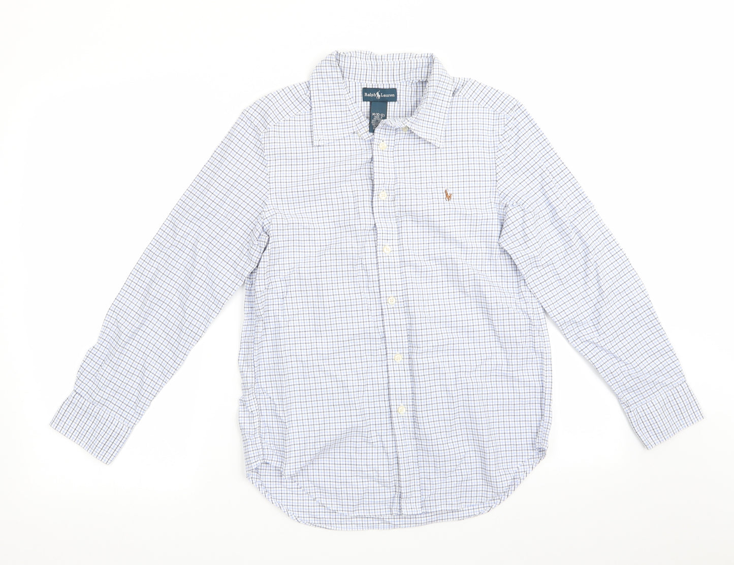 Ralph Lauren Boys Blue Check  Basic Button-Up Size 10-11 Years