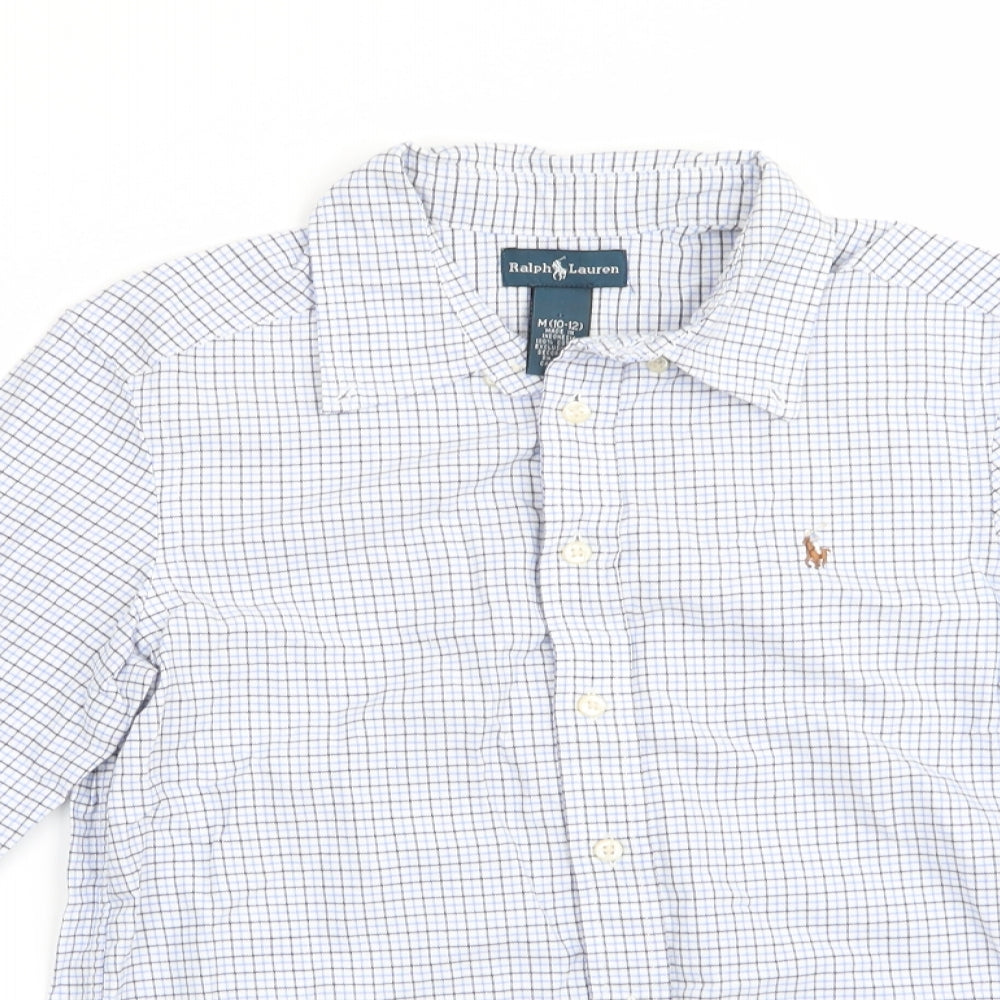 Ralph Lauren Boys Blue Check  Basic Button-Up Size 10-11 Years