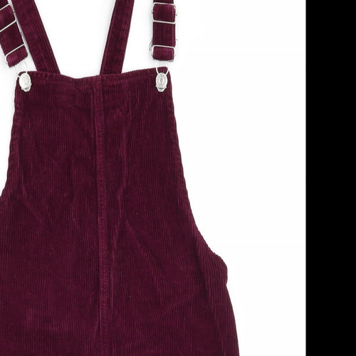 Topshop Womens Purple  Corduroy Pinafore/Dungaree Dress  Size 6  - Burgundy