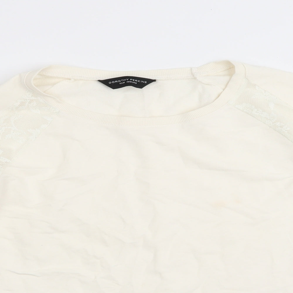 Dorothy Perkins Womens Ivory   Pullover Jumper Size 12  - Lace inset on shoulders