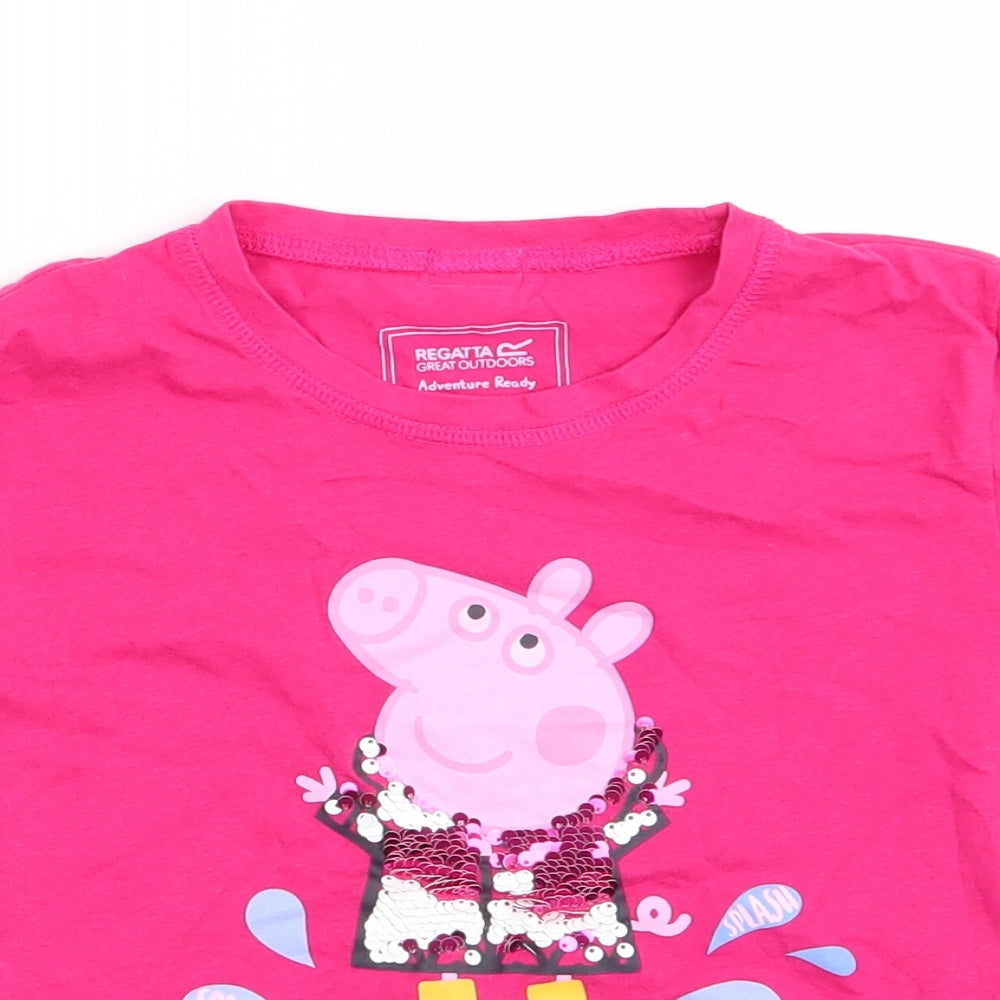 Regatta Girls Pink Animal Print  Basic T-Shirt   - Peppa Pig