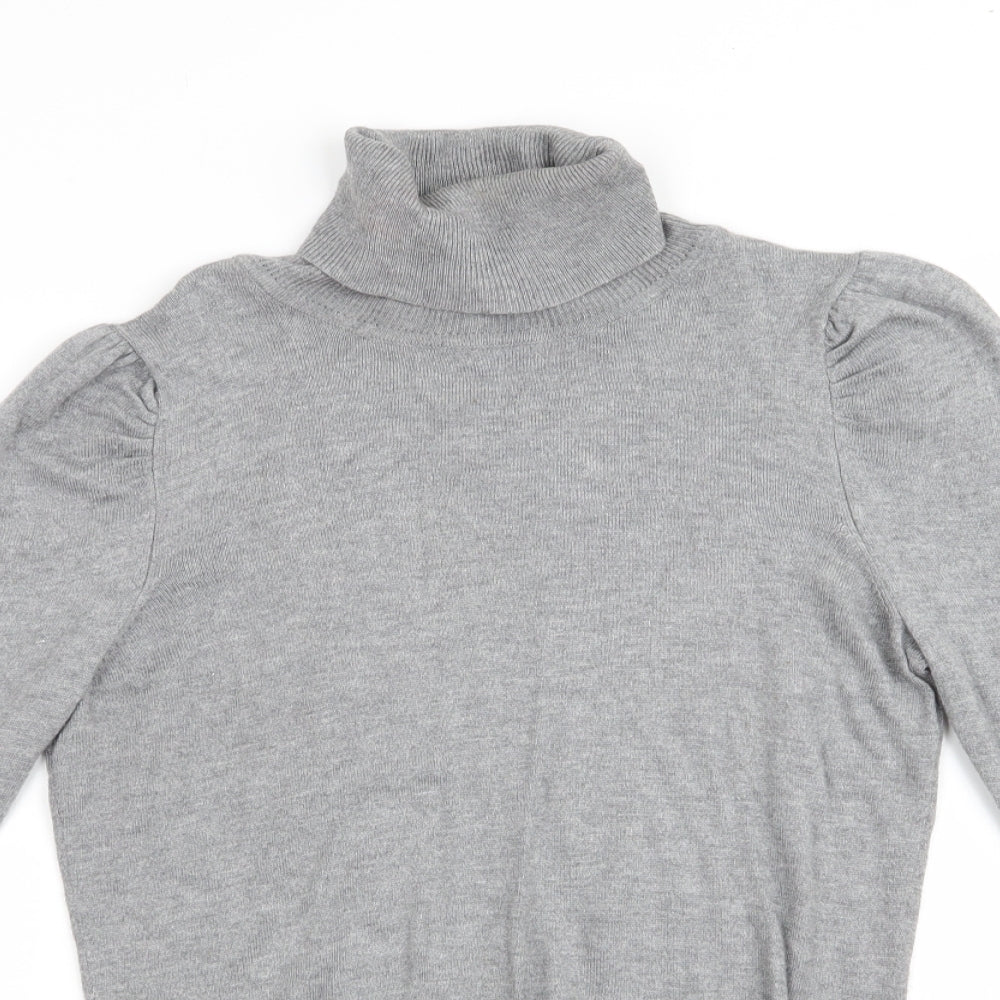 Dorothy Perkins Womens Grey   Pullover Jumper Size 12  - Longline Jumper Gathered Shoulders
