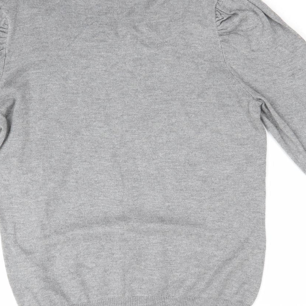 Dorothy Perkins Womens Grey   Pullover Jumper Size 12  - Longline Jumper Gathered Shoulders